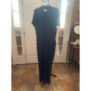 Women's Beyond Scrubs Black Zip Front Straight Leg Jumpsuit M